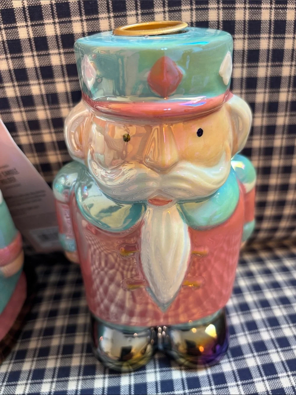 Martha Stewart Pastel Nutcracker Ceramic Candle Holders – Mint & Pink